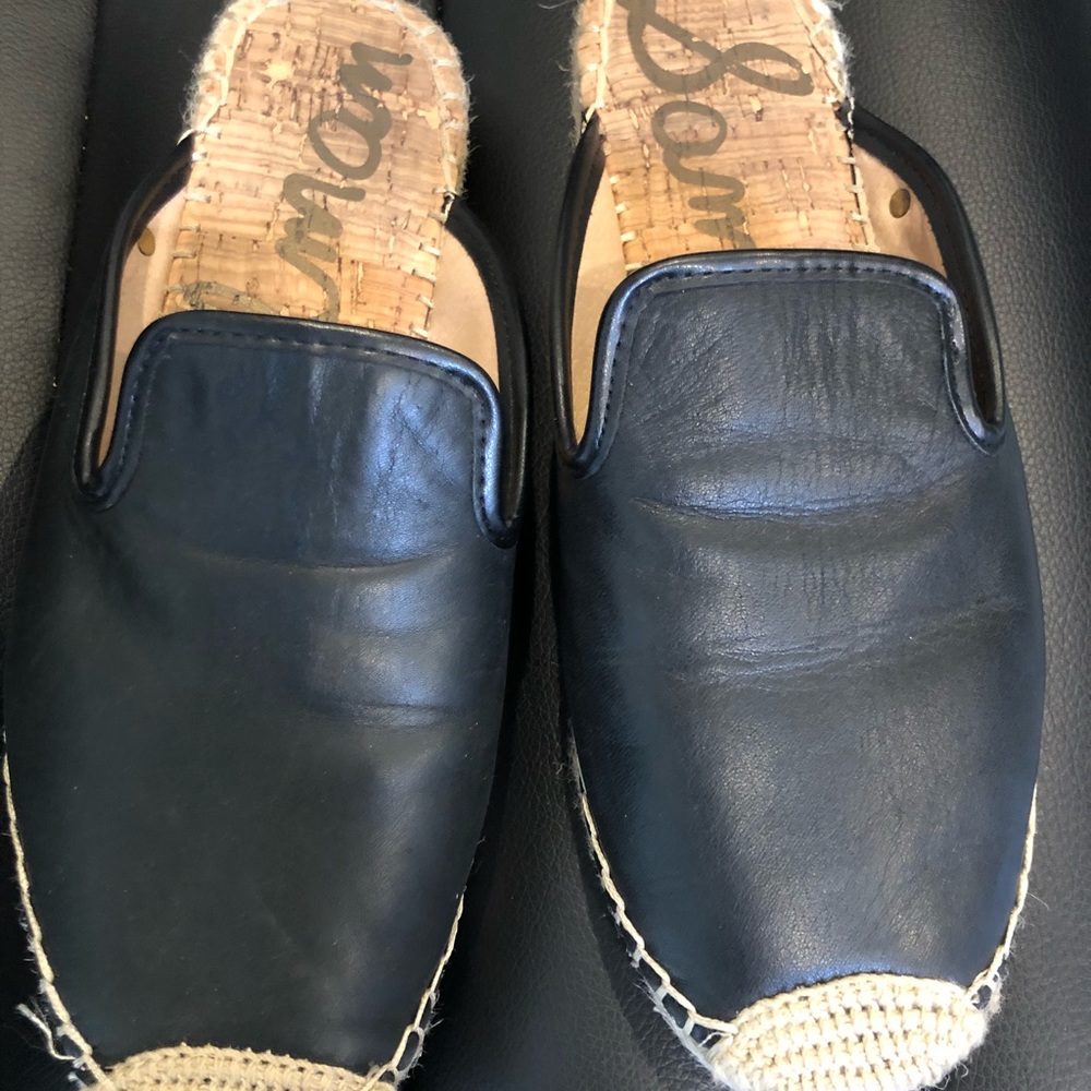 Sam Edelman Black Leather Espadrille Clogs